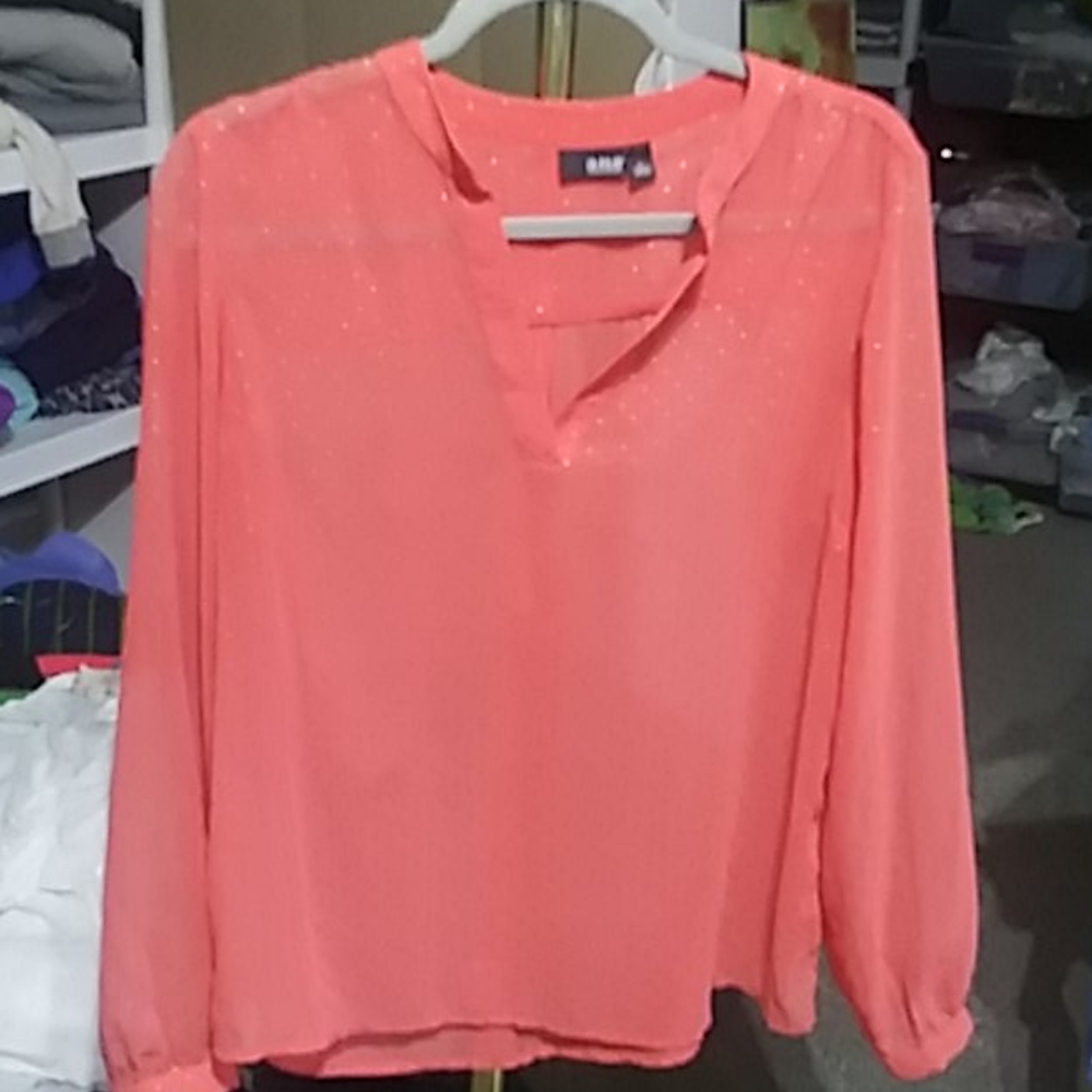 A.N.A A New Approach Pink Sheer Button Down Blouse